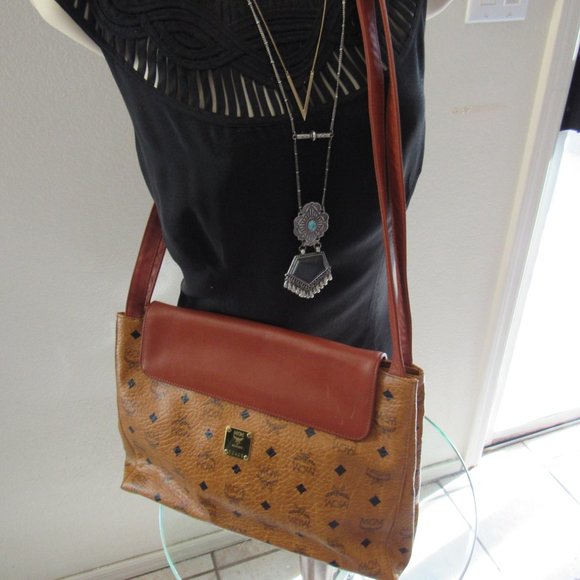 MCM Bags Mcm Messenger Bag In Visetos Coated Canvas Cognac